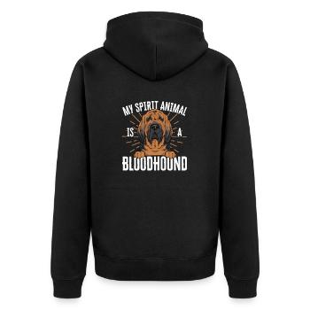 Bloodhound Hund Bluthund - Unisex Premium Bio Zip Hoodie - Schwarz - Hinten - Nico (187cm)