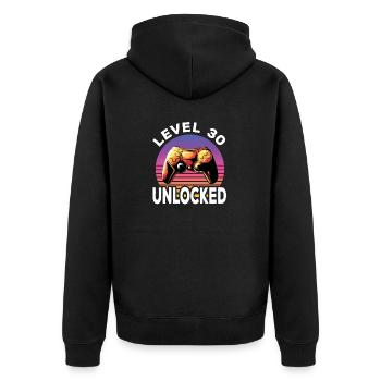 Level 30 Unlocked 30. Geburtstag Gamer - Unisex Premium Bio Zip Hoodie - Schwarz - Hinten - Nico (187cm)