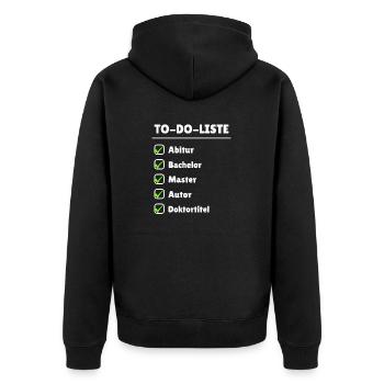 Doktortitel Autor promovieren Medizin Geschenk - Unisex Premium Bio Zip Hoodie - Schwarz - Hinten - Nico (187cm)