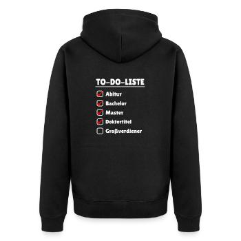 Doktortitel Großverdiener promovieren Gehalt arzt - Unisex Premium Bio Zip Hoodie - Schwarz - Hinten - Nico (187cm)