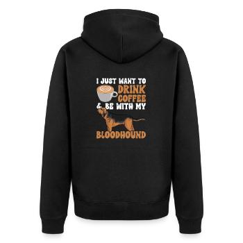 Bloodhound Hund Bluthund - Unisex Premium Bio Zip Hoodie - Schwarz - Hinten - Nico (187cm)