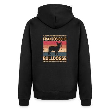 Französische Bulldogge French Bulldog Frenchie - Unisex Premium Bio Zip Hoodie - Schwarz - Hinten - Nico (187cm)