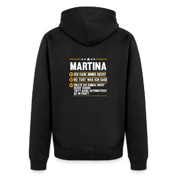 Martina - Unisex Premium Bio Zip Hoodie - Schwarz - Hinten - Nico (187cm)