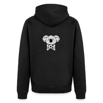 Handball Koala Fußball Grunge - Unisex Premium Bio Zip Hoodie - Schwarz - Hinten - Nico (187cm)
