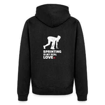 I love to sprint - Unisex Premium Organic Zip Hoodie - black - Back - Nico (187cm)