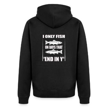 Lustiges Angler Fischer - Unisex Premium Bio Zip Hoodie - Schwarz - Hinten - Nico (187cm)