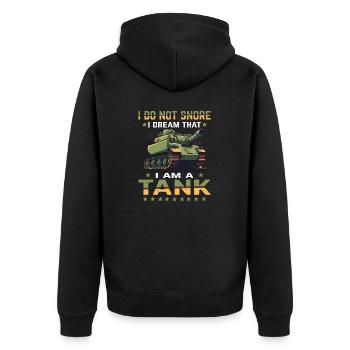 Ich Schnarche Nicht Ich Träume Dass Ich Ein Panzer - Unisex Premium Bio Zip Hoodie - Schwarz - Hinten - Nico (187cm)