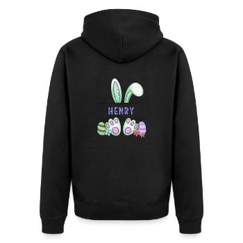 Easter Bunny, rabbit, cute - Henry - Unisex Premium Organic Zip Hoodie - black - Back - Nico (187cm)