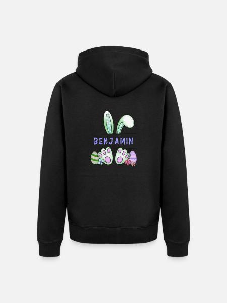 Easter Bunny, rabbit, cute - Benjamin - Unisex Premium Organic Zip Hoodie - black