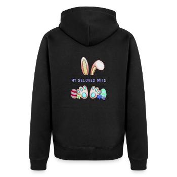 Lapin de Pâques, lapin, mignonne Emma - ma femme bien-aimée - Veste à capuche bio Premium Unisexe - noir - Dos - Nico (187cm)
