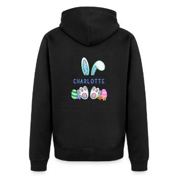 Easter Bunny, rabbit, cute - Charlotte - Unisex Premium Organic Zip Hoodie - black - Back - Nico (187cm)
