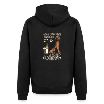 Bloodhound Hund Bluthund - Unisex Premium Bio Zip Hoodie - Schwarz - Hinten - Nico (187cm)