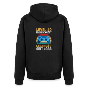 Level 40 freigeschalten Zocken Pc Zocker Gaming - Unisex Premium Bio Zip Hoodie - Schwarz - Hinten - Nico (187cm)