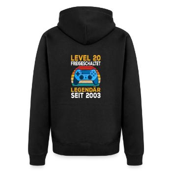 Level 20 freigeschalten Zocken Pc Zocker Gaming - Unisex Premium Bio Zip Hoodie - Schwarz - Hinten - Nico (187cm)