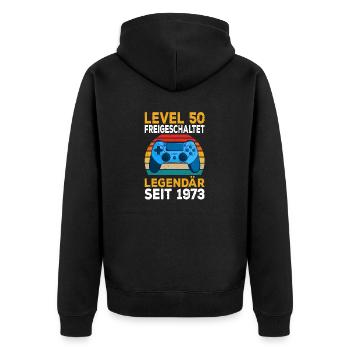 Level 50 freigeschalten Zocken Pc Zocker Gaming - Unisex Premium Bio Zip Hoodie - Schwarz - Hinten - Nico (187cm)