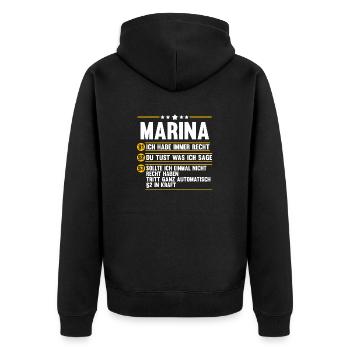Marina - Unisex Premium Bio Zip Hoodie - Schwarz - Hinten - Nico (187cm)