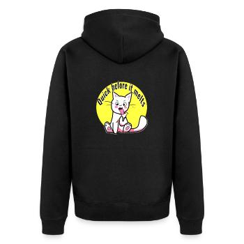 Cute kitten eating ice cream quick before it melts - Unisex Premium Organic Zip Hoodie - black - Back - Nico (187cm)