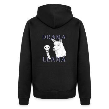 Drama Llama - Unisex Premium Organic Zip Hoodie - black - Back - Nico (187cm)
