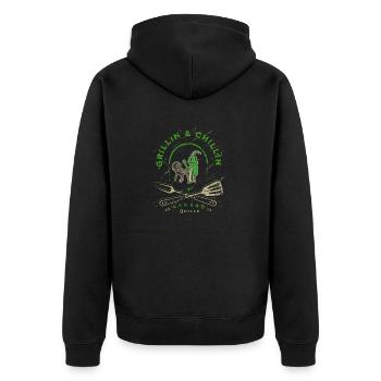Lustiges Grille am Bratort Barbecue - Unisex Premium Bio Zip Hoodie - Schwarz - Hinten - Nico (187cm)