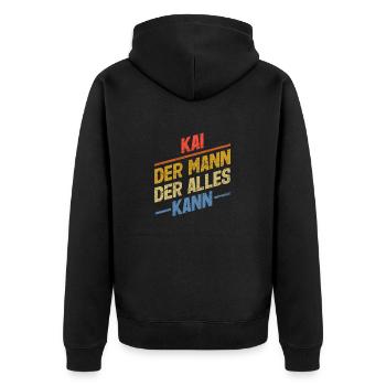 Kai Der Mann Der Alles Kann Vorname Kai - Unisex Premium Bio Zip Hoodie - Schwarz - Hinten - Nico (187cm)