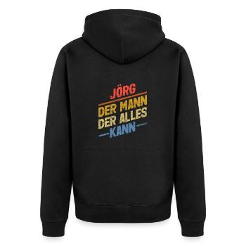 Jörg Der Mann Der Alles Kann Vorname Jörg - Unisex Premium Bio Zip Hoodie - Schwarz - Hinten - Nico (187cm)