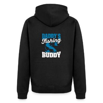 Daddy's Fishing Buddy Papa Fish Young Fisherman - Unisex Premium Organic Zip Hoodie - black - Back - Nico (187cm)