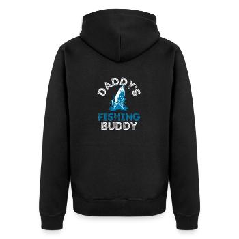 Daddy's Fishing Buddy T-Shirt Young Fisherman - Unisex Premium Bio Zip Hoodie - Schwarz - Hinten - Nico (187cm)