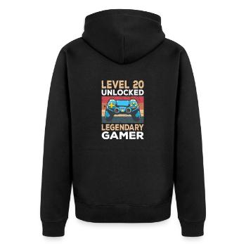 Level 20 Unlocked 20th Birthday Gamer - Unisex Premium Organic Zip Hoodie - black - Back - Nico (187cm)