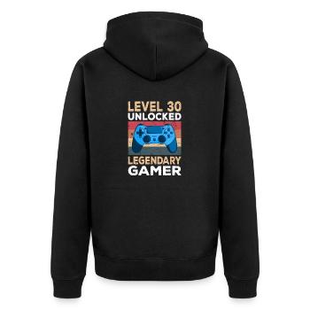 Level 30 Unlocked 30. Geburtstag Gamer - Unisex Premium Bio Zip Hoodie - Schwarz - Hinten - Nico (187cm)