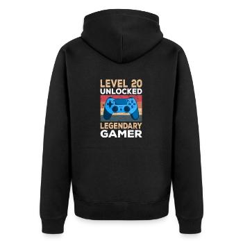 Level 20 Unlocked 20th Birthday Gamer - Unisex Premium Organic Zip Hoodie - black - Back - Nico (187cm)