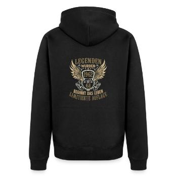 61 Jahre Herren Geburtstagsgeschenk Jahrgang 1962 - Unisex Premium Bio Zip Hoodie - Schwarz - Hinten - Nico (187cm)