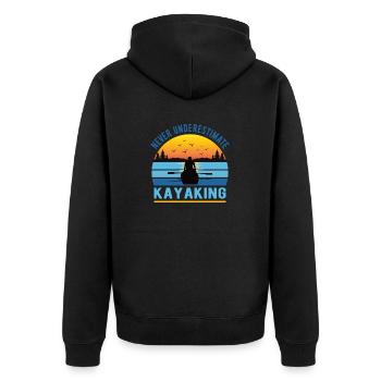 Kajak Kayak Kayak Rétro Vintage Coucher de soleil Paddle - Veste à capuche bio Premium Unisexe - noir - Dos - Nico (187cm)