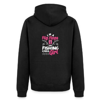 Ich bin ein Flip Flops und Angeln Kinda Girl Funny - Unisex Premium Bio Zip Hoodie - Schwarz - Hinten - Nico (187cm)