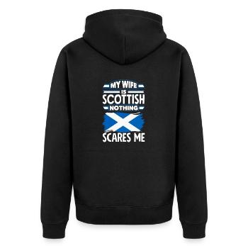 Schottisches Schottland Schottische Flagge Zitat - Unisex Premium Bio Zip Hoodie - Schwarz - Hinten - Nico (187cm)