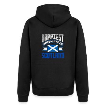 Schottisches Schottland Schottische Flagge Zitat - Unisex Premium Bio Zip Hoodie - Schwarz - Hinten - Nico (187cm)