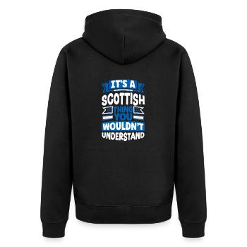 Schottisches Schottland Schottische Flagge Zitat - Unisex Premium Bio Zip Hoodie - Schwarz - Hinten - Nico (187cm)