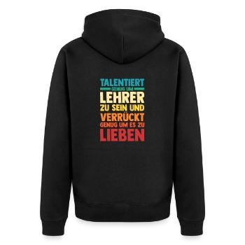 Schullehrer Lehrer - Unisex Premium Bio Zip Hoodie - Schwarz - Hinten - Nico (187cm)