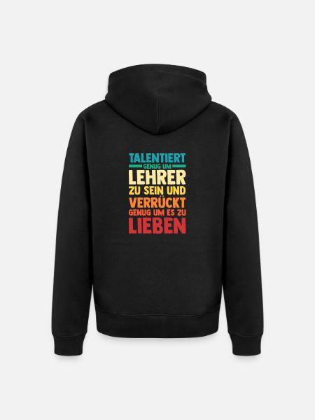 Schullehrer Lehrer - Unisex Premium Bio Zip Hoodie - Schwarz