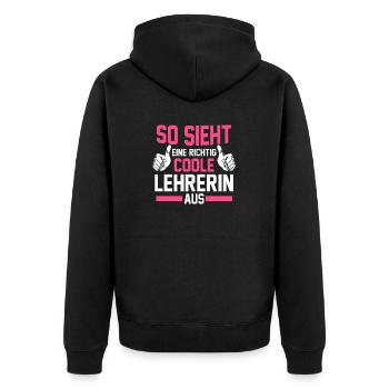 Schullehrerin Lehrerin - Unisex Premium Bio Zip Hoodie - Schwarz - Hinten - Nico (187cm)