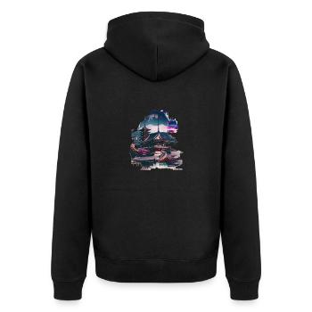 Japanese Temple of Peace - Unisex Premium Organic Zip Hoodie - black - Back - Nico (187cm)