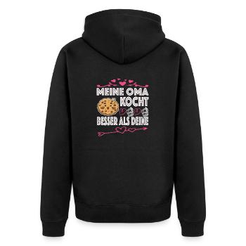 Oma Omi Großmutter Geschenkidee - Unisex Premium Bio Zip Hoodie - Schwarz - Hinten - Nico (187cm)