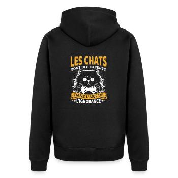 Les chats sont des experts dans lart de lignorance - Veste à capuche bio Premium Unisexe - noir - Dos - Nico (187cm)