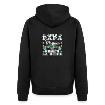 Fête Des Père Cadeau | Je Suis Un Papa Magicien - Veste à capuche bio Premium Unisexe - noir - Dos - Nico (187cm)