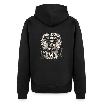Gitarren Fan Musiker Gitarristen Geburtstag 1935 - Unisex Premium Bio Zip Hoodie - Schwarz - Hinten - Nico (187cm)