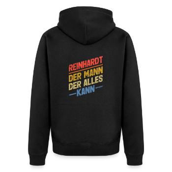 Reinhardt Der Mann Der Alles Kann Name Reinhardt - Unisex Premium Bio Zip Hoodie - Schwarz - Hinten - Nico (187cm)