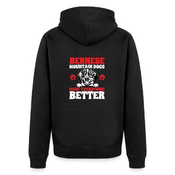 Bernese Mountain Dog - Unisex Premium Organic Zip Hoodie - black - Back - Nico (187cm)