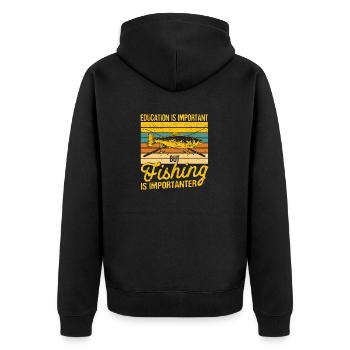 Education is important, but fishing is more important - Unisex Premium Organic Zip Hoodie - black - Back - Nico (187cm)