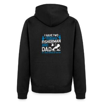 J’ai deux titres Fischer et père et moi - Veste à capuche bio Premium Unisexe - noir - Dos - Nico (187cm)