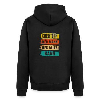 Christoph Der Mann Der Alles Kann Name Christoph - Unisex Premium Bio Zip Hoodie - Schwarz - Hinten - Nico (187cm)