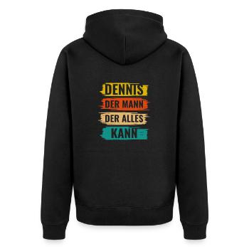 Dennis Der Mann Der Alles Kann Vorname Dennis - Unisex Premium Bio Zip Hoodie - Schwarz - Hinten - Nico (187cm)